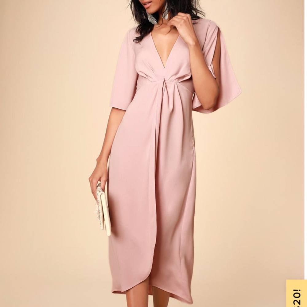 Blush pink midi dress